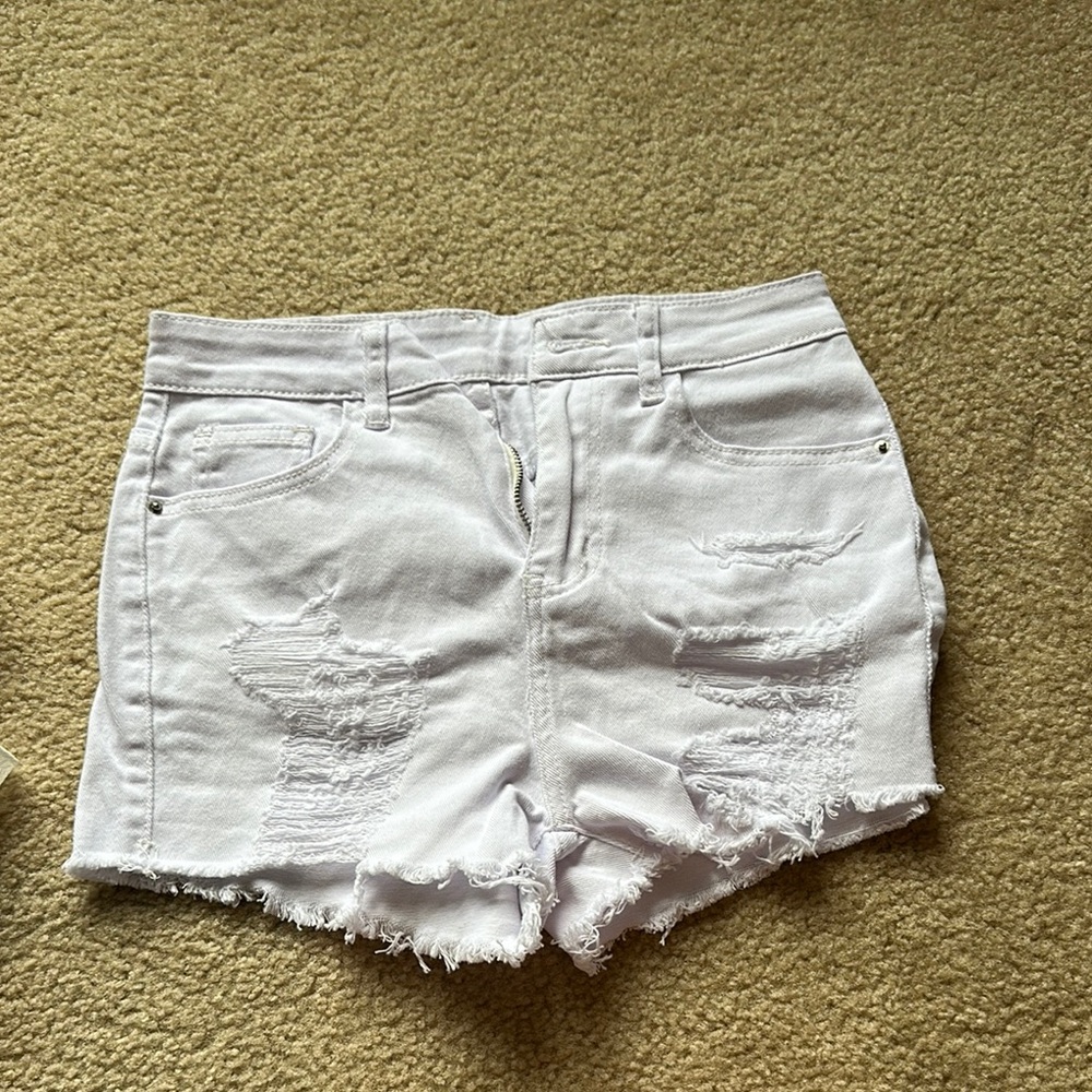 White Distressed Women's Shorts